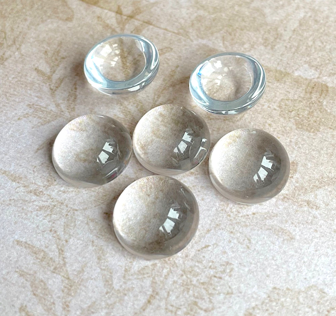 18mm Clear Translucent Domed Glass Cabochons Pack of 10