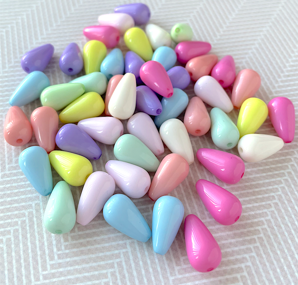 Acrylic Pastel Teardrop Beads Mix Colours - Pack of 100
