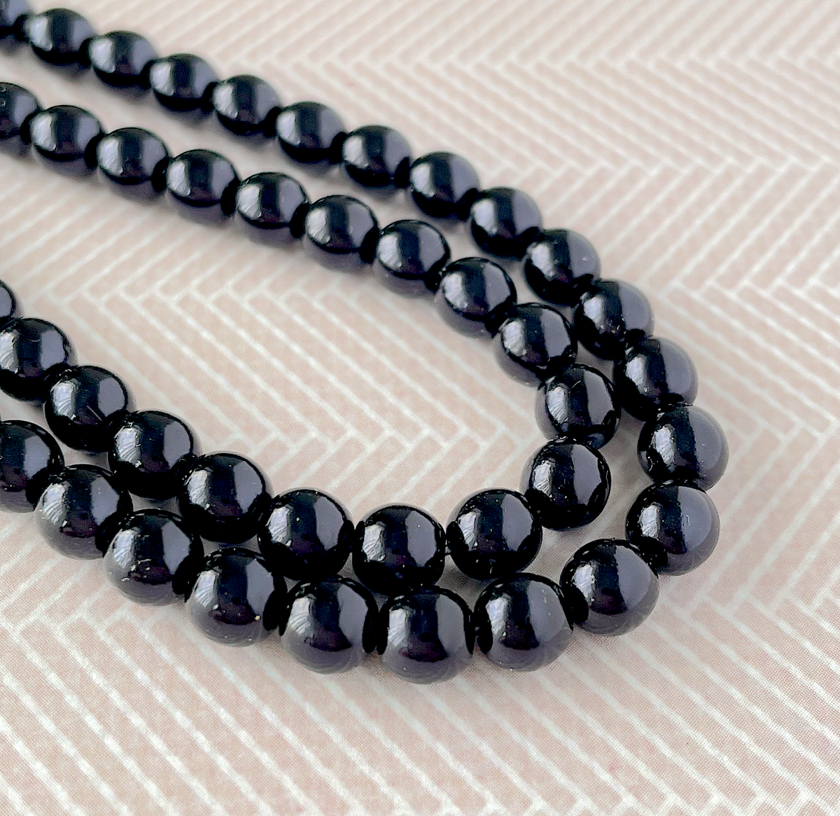 Black Round Czech Glass Pearls 6mm Strand of 75 beads