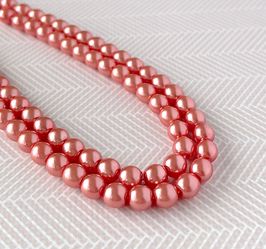 Blush Round Czech Glass Pearls 6mm Strand of 75 bead