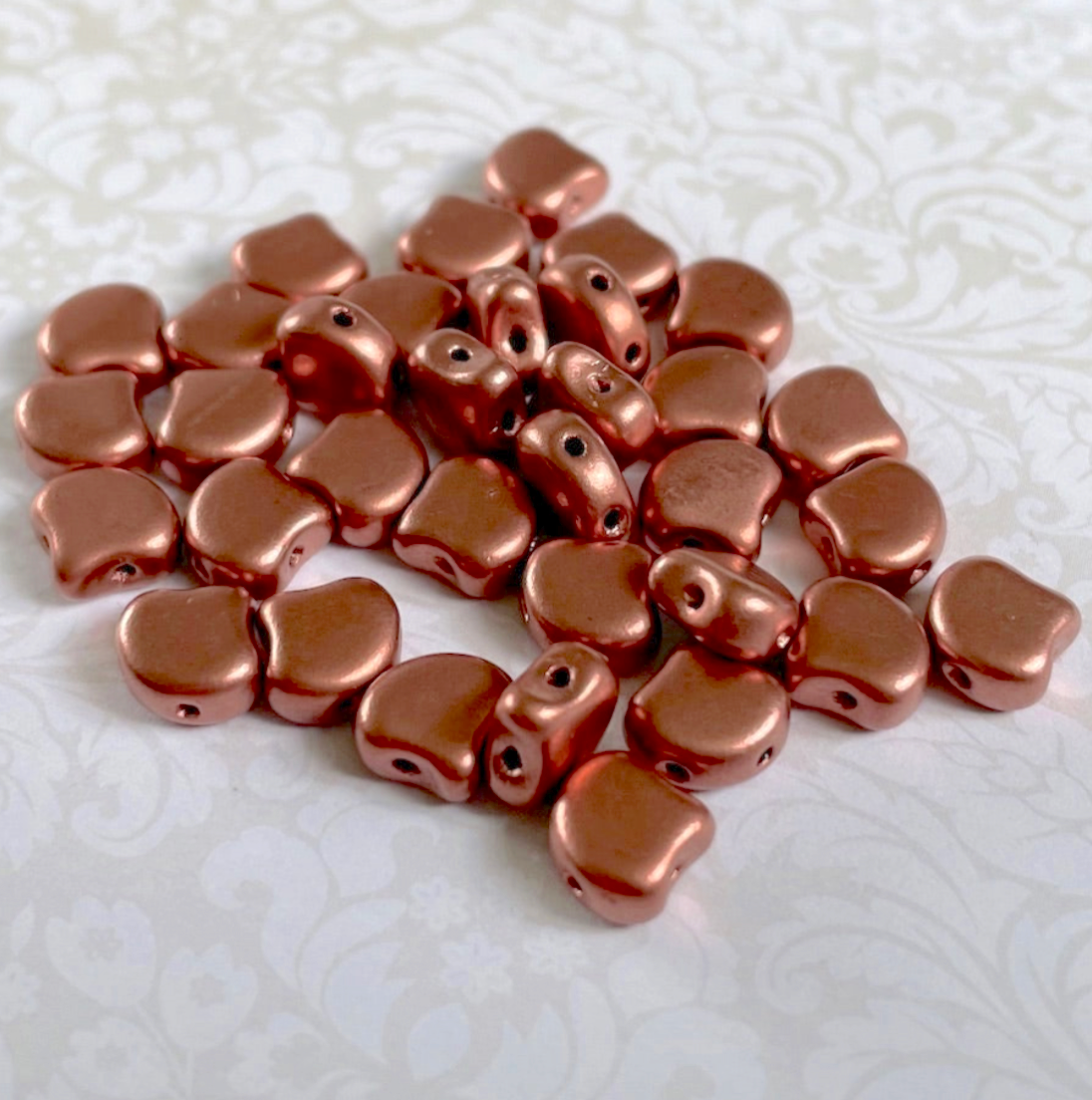 Bronze Copper Ginko Duo Beads by Matubo - 10 grams