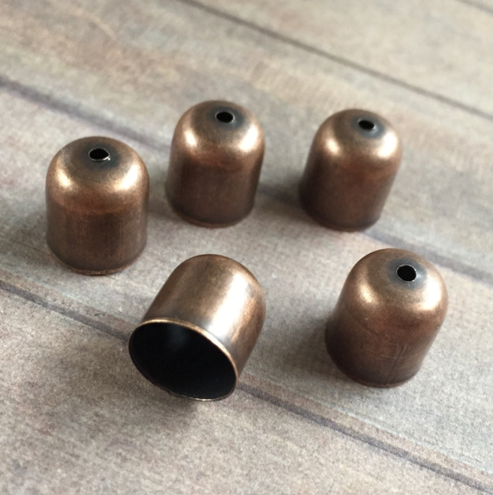 Cord End Tips Bead Caps for 9 mm Cord Antique Copper Colour - Pack of 20