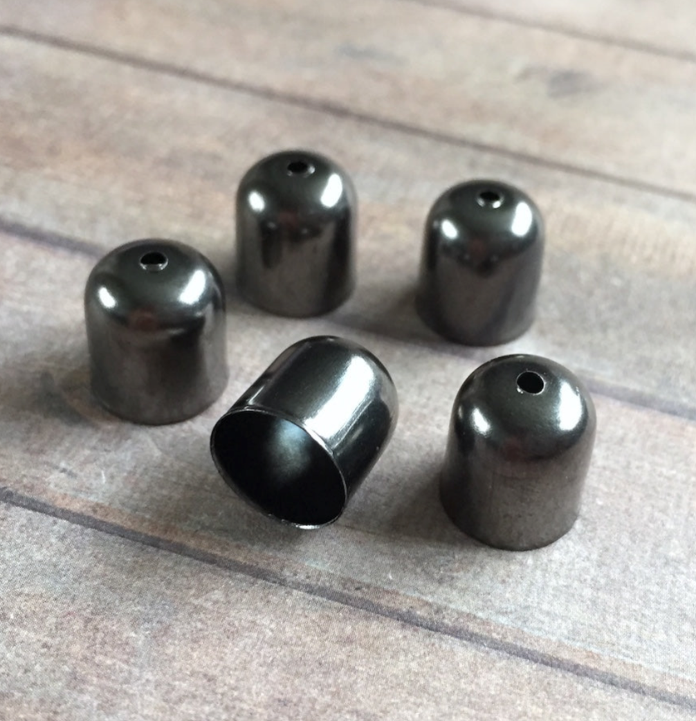 Cord End Tips Bead Caps for 9 mm Cord Gunmetal Colour - Pack of 20
