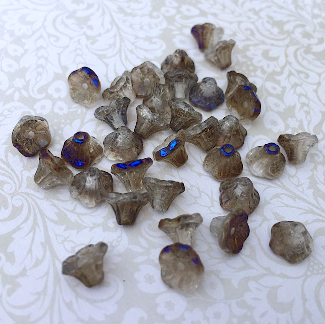 Crystal Azuro Small Flower Cup Glass Beads Pack of 30