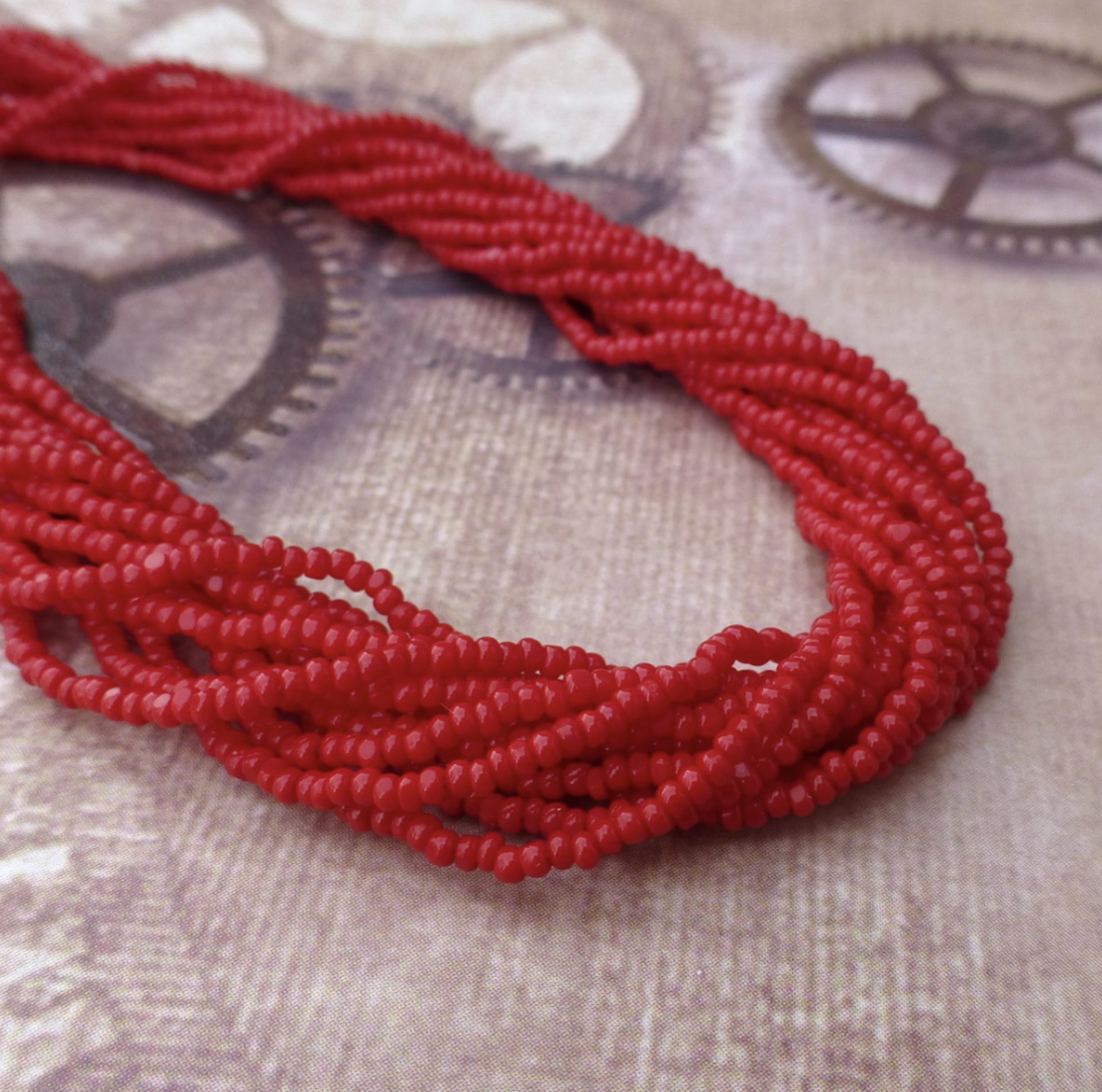 Dark Red Glass Seed Beads 13/0 Charlotte 6 Strands