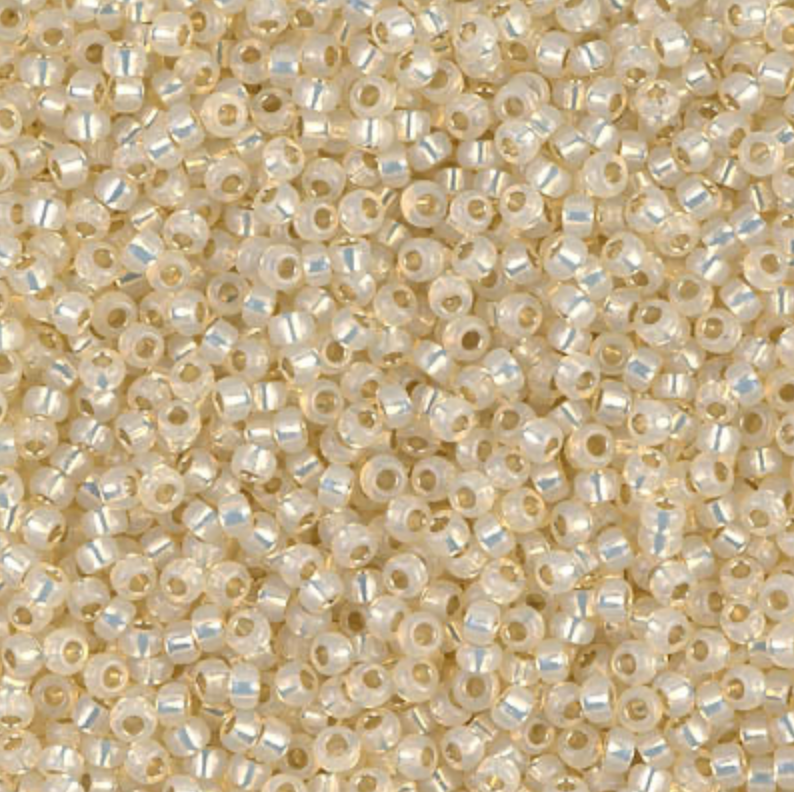 Dyed Cream Silver Lined Alabaster 8-0577 Miyuki 8/0 Round Japanese Seed Beads 20 grams