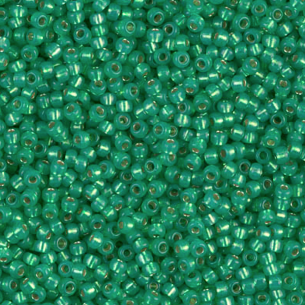 Dyed Dark Mint Green Silver Lined Alabaster 11-0646 Miyuki 11/0 Round Japanese Seed Beads 20 grams