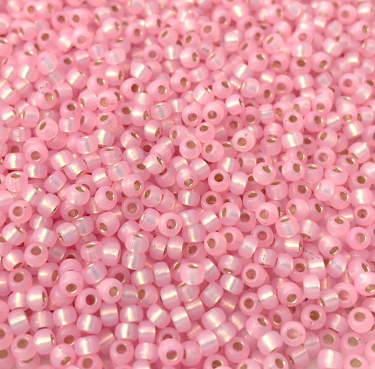 Dyed Light Pink Silver Lined Alabaster 8-0643 Miyuki 8/0 Round Japanese Seed Beads 20 grams