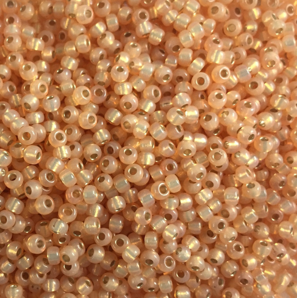 Dyed Pale Peach Silver Lined Alabaster 8-0580 Miyuki 8/0 Round Japanese Seed Beads 20 grams