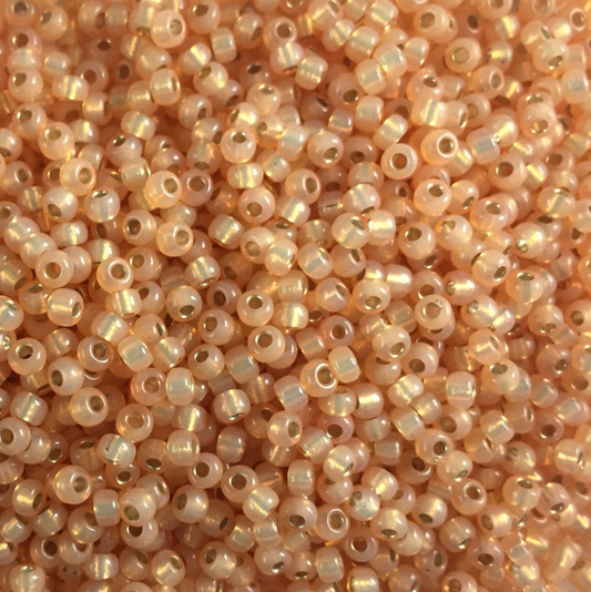 Dyed Pale Peach Silver Lined Alabaster 8-0580 Miyuki 8/0 Round Japanese Seed Beads 20 grams