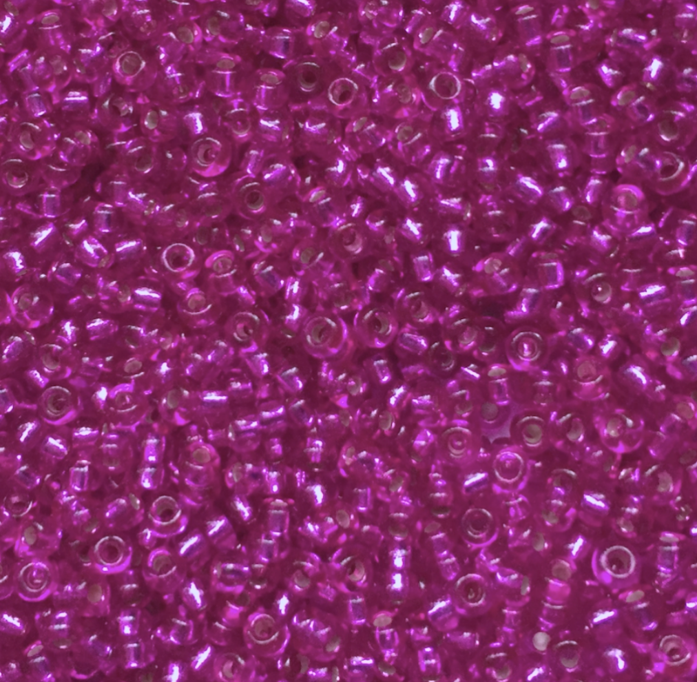 Dyed Silver Lined Fuchsia 8-1340 Miyuki 8/0 Round Japanese Seed Beads 20 grams