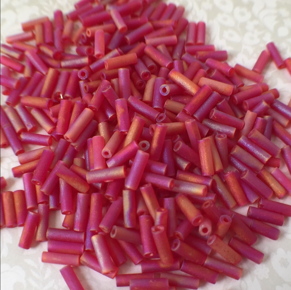Fab Ruby Red 6mm Matsuno Bugle Beads BU3-008F - 10 grams