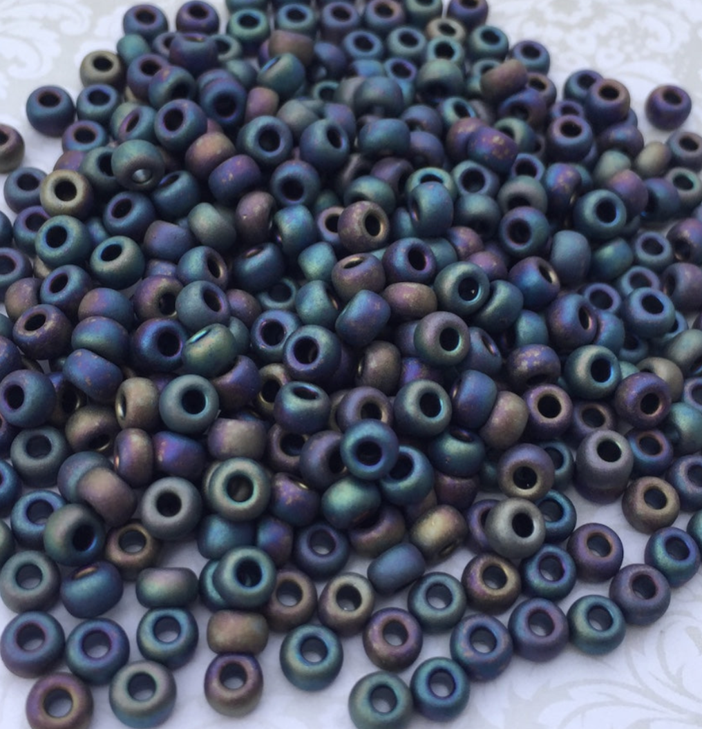 Matte Black AB 6-401FR Miyuki 6/0 Round Japanese Seed Beads - 20 grams