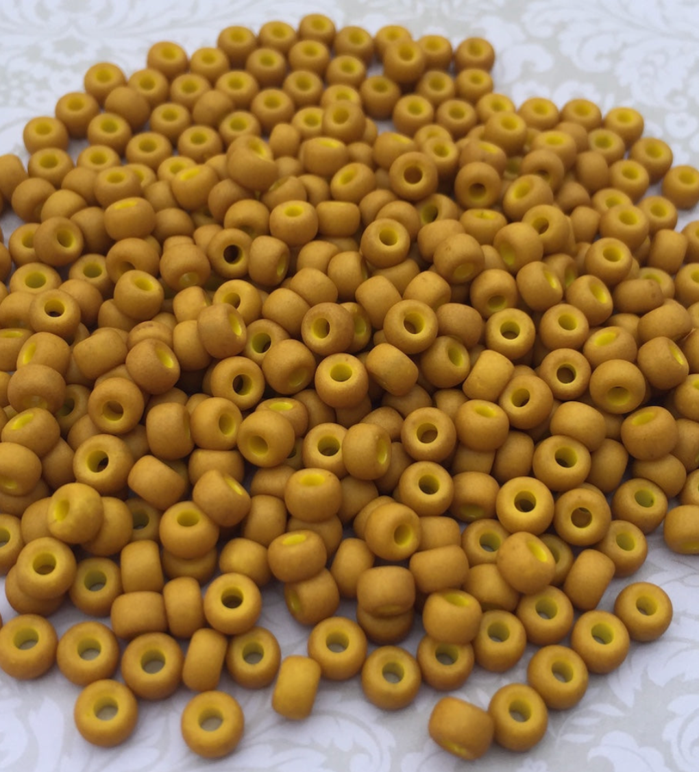 Matte Opaque Mustard 6-1233 Miyuki 6/0 Round Japanese Seed Beads - 20 grams