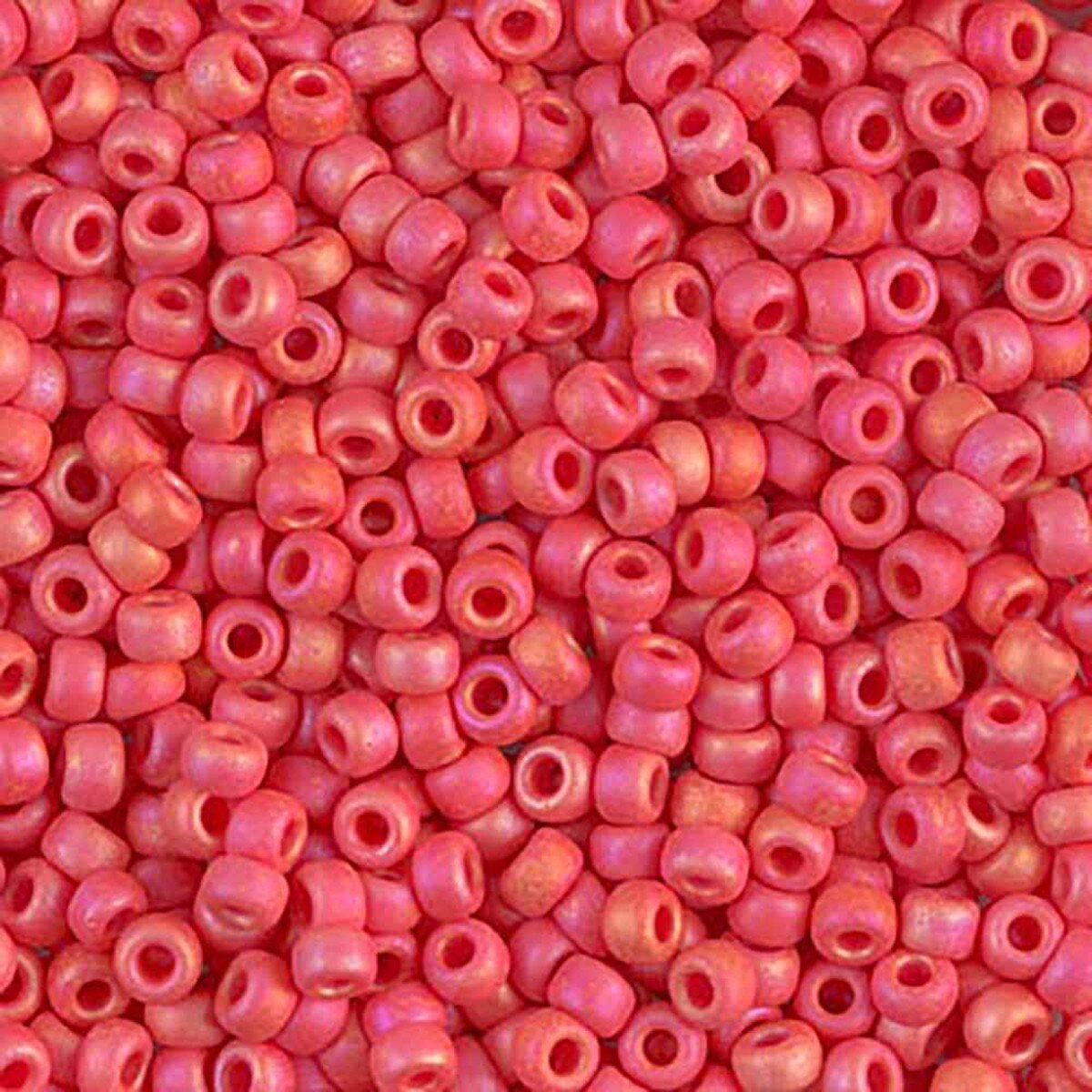 Matte Opaque Vermillion Red AB 8-0407FR Miyuki 8/0 Round Japanese Seed Beads 20 grams