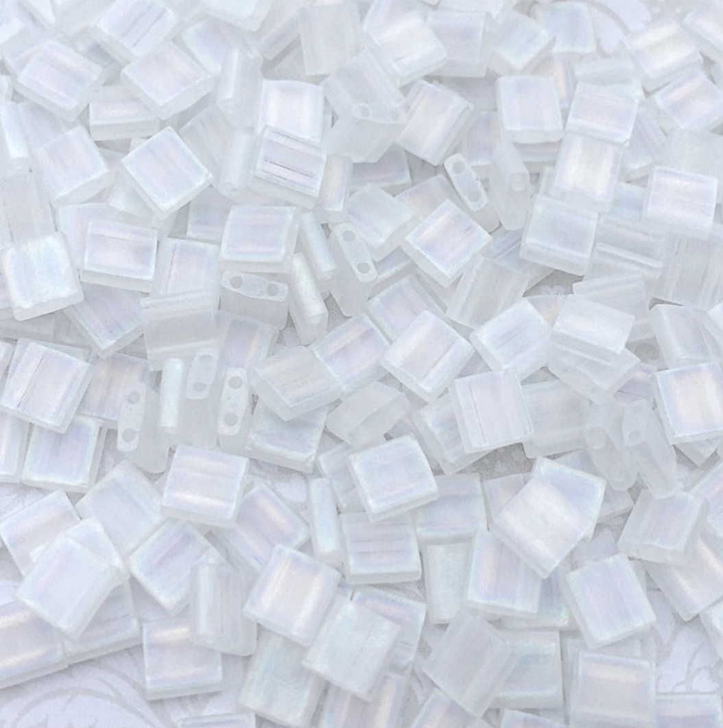 Matte Transparent Crystal AB Miyuki Tila Beads 8 grams
