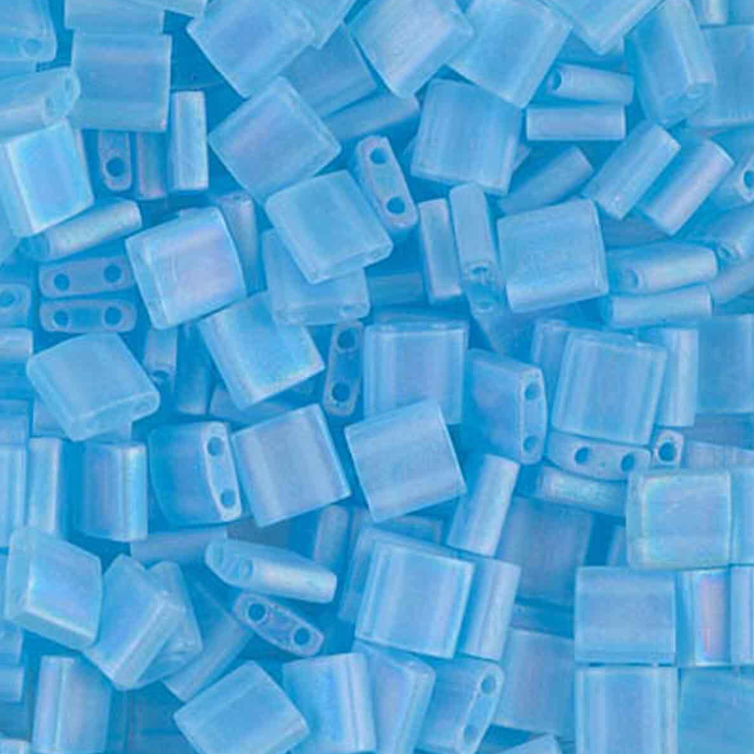 Matte Transparent Light Blue AB Miyuki Tila Beads 7.2 gram in tube