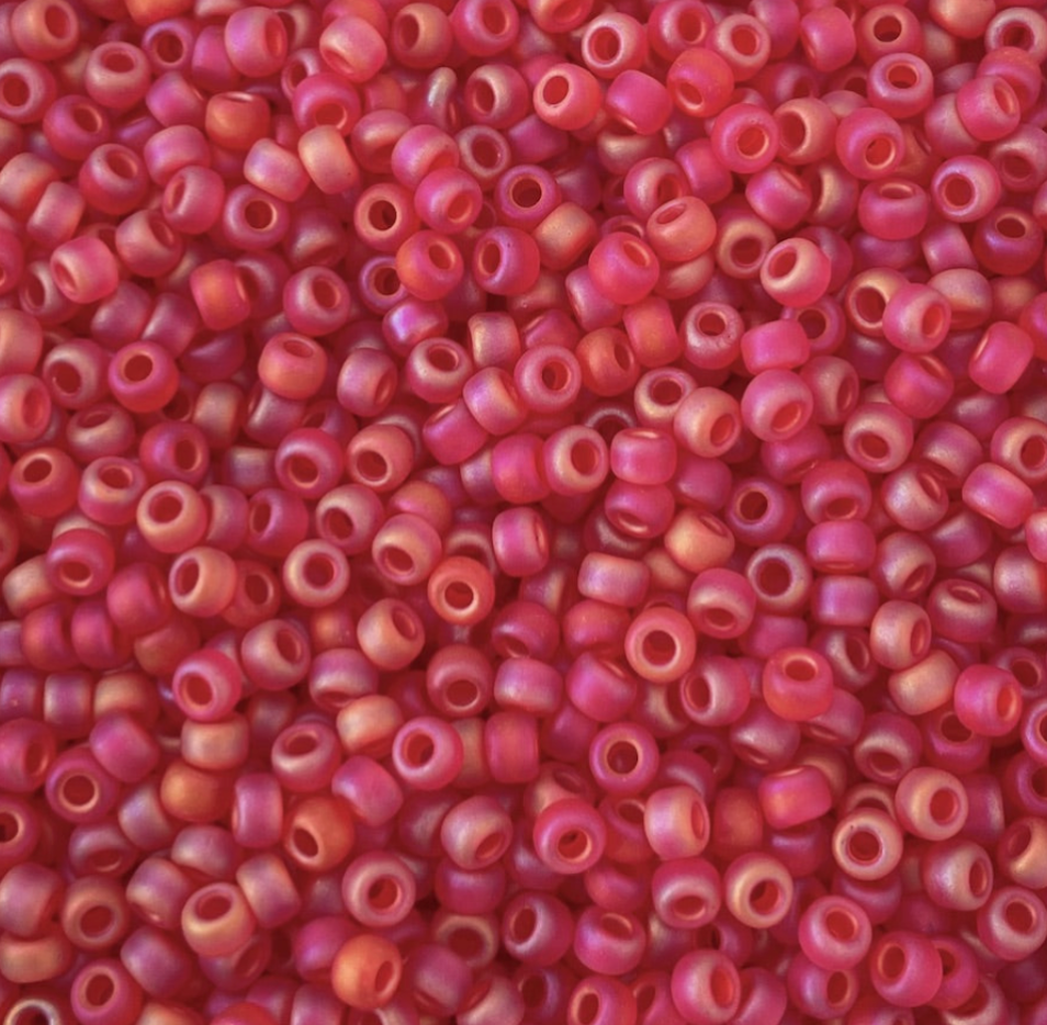 Matte Transparent Red Orange AB 8-0140FR Miyuki 8/0 Round Japanese Seed Beads 20 grams