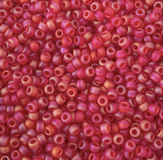Matte Transparent Red Orange AB 8-0140FR Miyuki 8/0 Round Japanese Seed Beads 20 grams