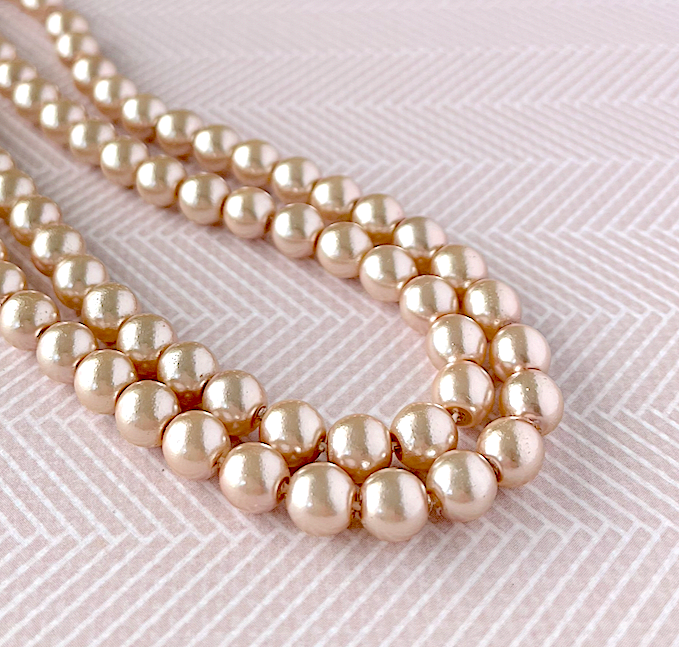 Mauve Round Czech Glass Pearls 6mm Strand of 75 bead