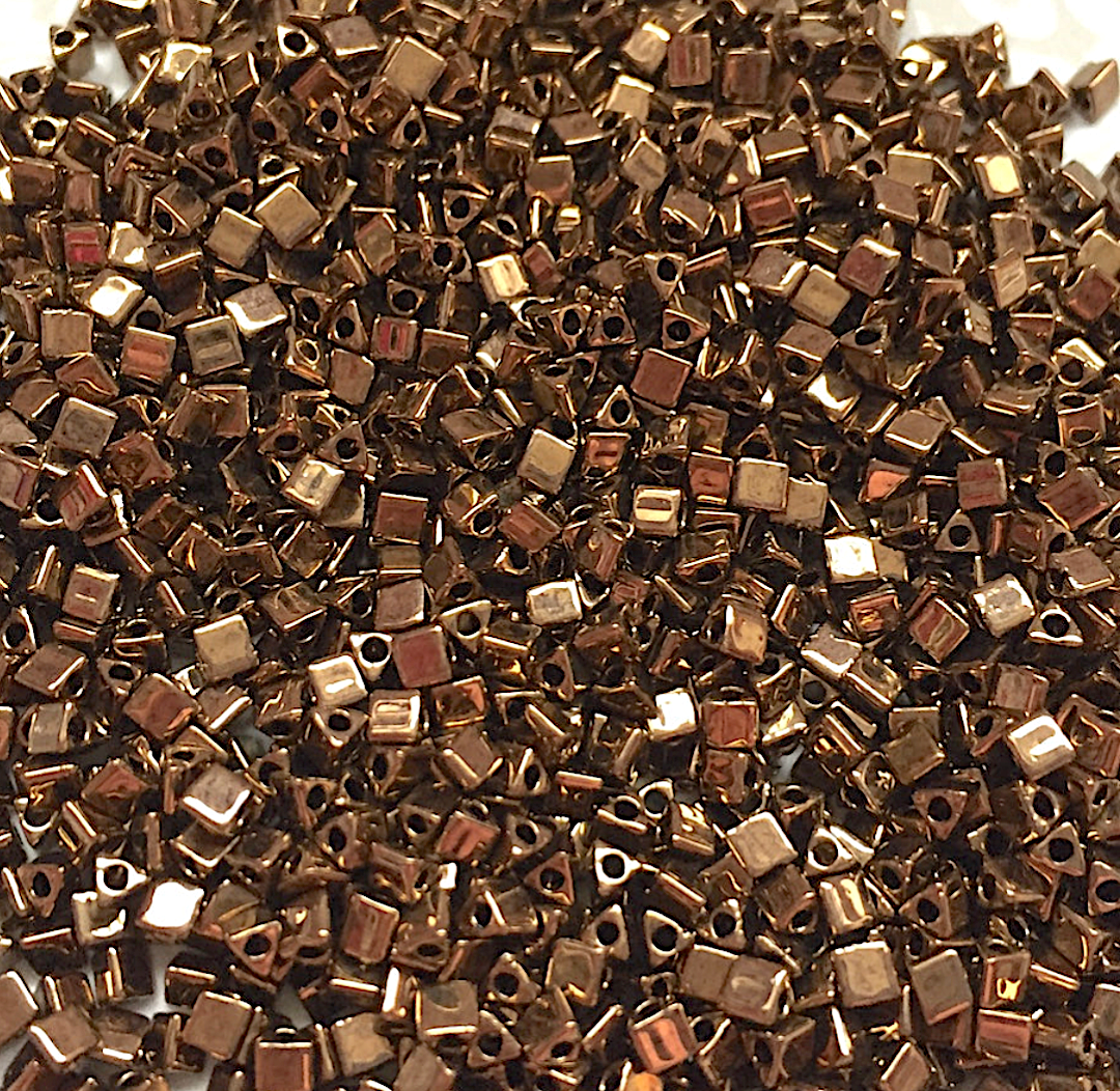 Metallic Dark Bronze 10/0 Sharp Triangle Beads STR10-457 - 10 grams