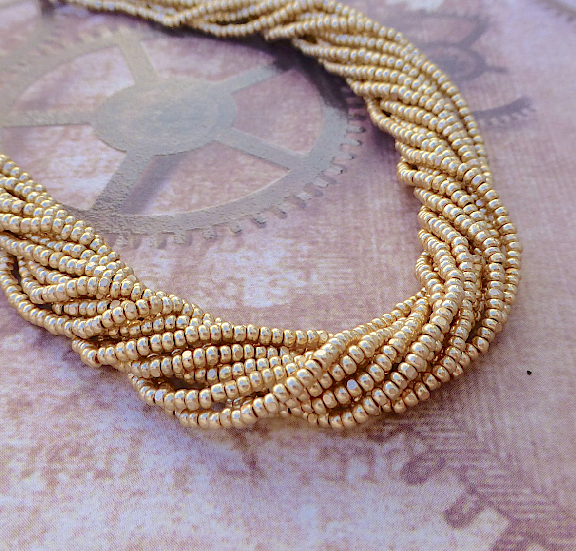 Metallic Gold Glass Seed Beads 13/0 Charlotte 6 Strands