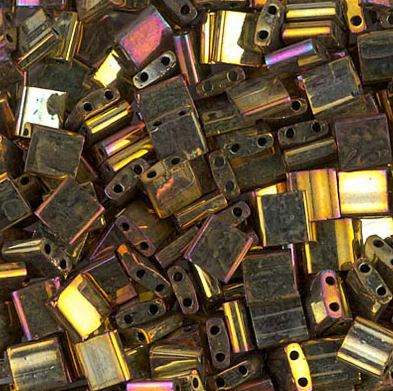 Metallic Gold Iris Miyuki Tila Beads 7.2 gram in tube