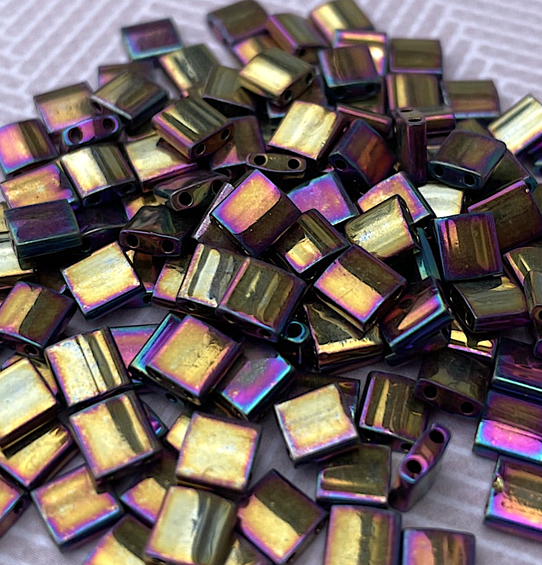 Metallic Purple Gold Iris Miyuki Tila Beads 8 grams