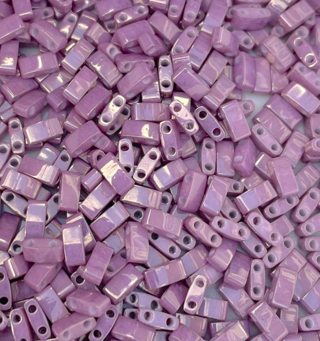Opaque Dark Orchid Luster Miyuki Half Tila Beads - 8 grams