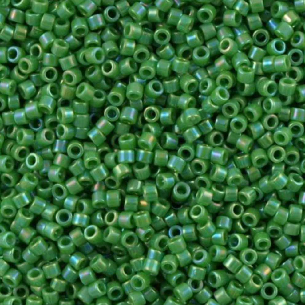 Opaque Green AB DB163 Miyuki Delica 11/0 Japanese Cylinder Beads 10 grams