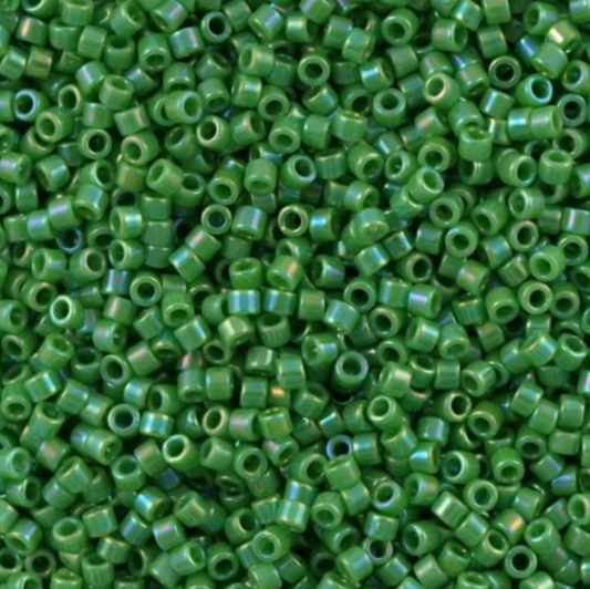 Opaque Green AB DB163 Miyuki Delica 11/0 Japanese Cylinder Beads 10 grams