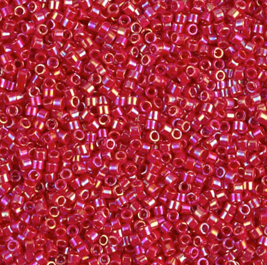 Opaque Red AB DB162 Miyuki Delica 11/0 Japanese Cylinder Beads 10 grams