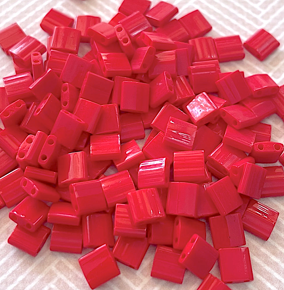 Opaque Red Miyuki Tila Beads 8 grams