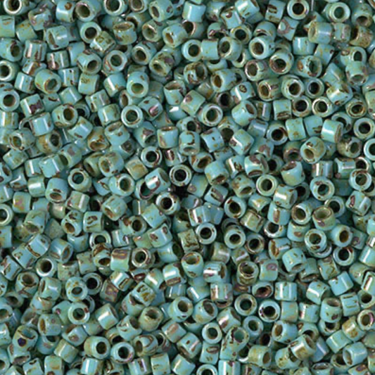 Picasso Seafoam Green Matte DBM2264 Miyuki Delica 10/0 Japanese Cylinder Beads 10 grams