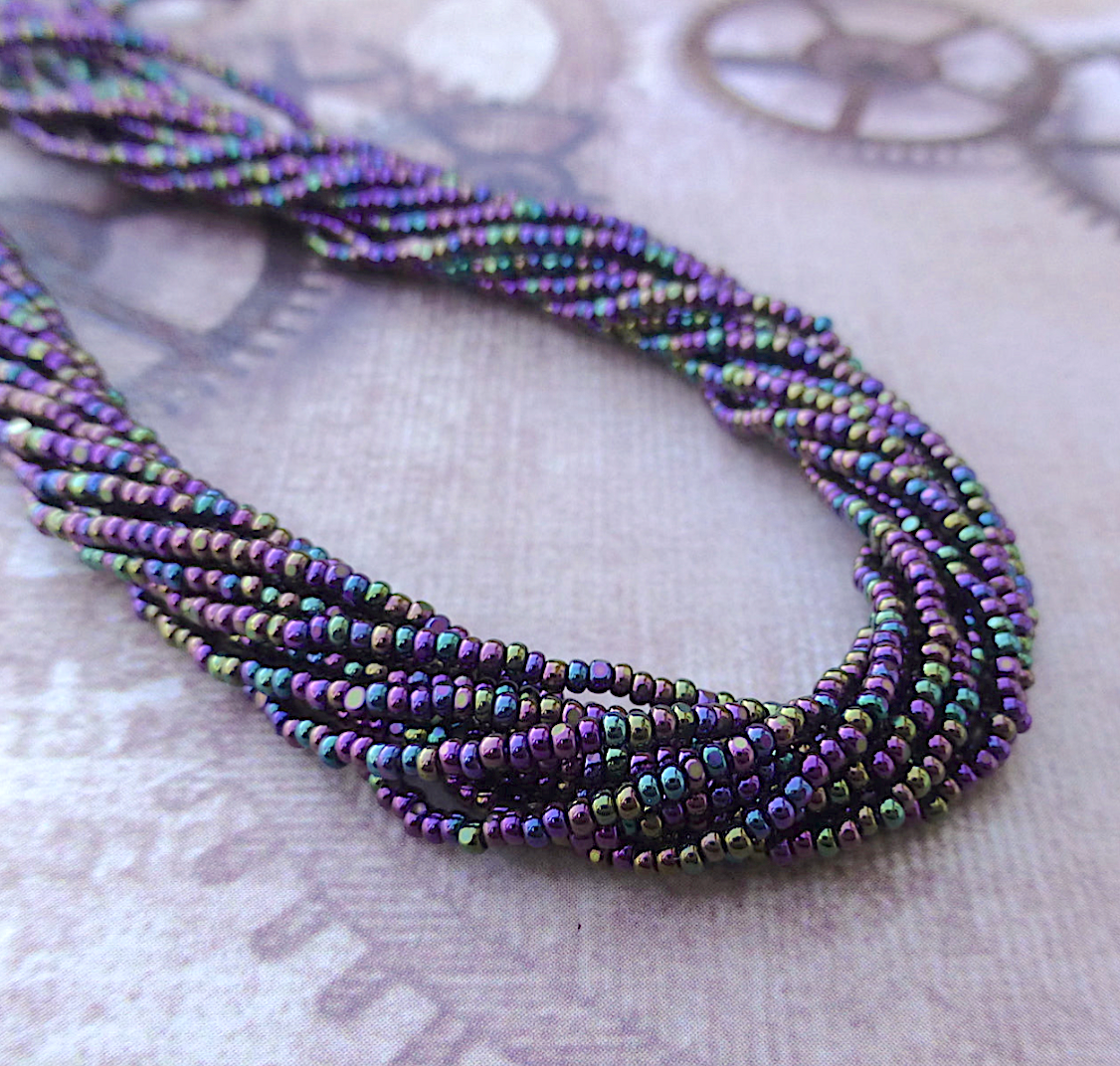 Purple Iris Glass Seed Beads 13/0 Charlotte 6 Strands