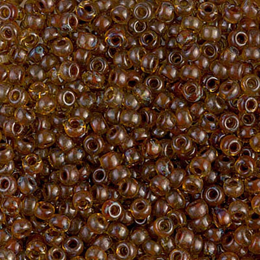 Saffron Transparent Picasso 8-4501 Miyuki 8/0 Round Japanese Seed Beads 20 grams