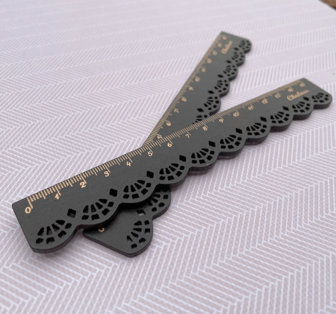 Scalloped Edge Wooden Ruler Stationery Photo Prop Pack of 2