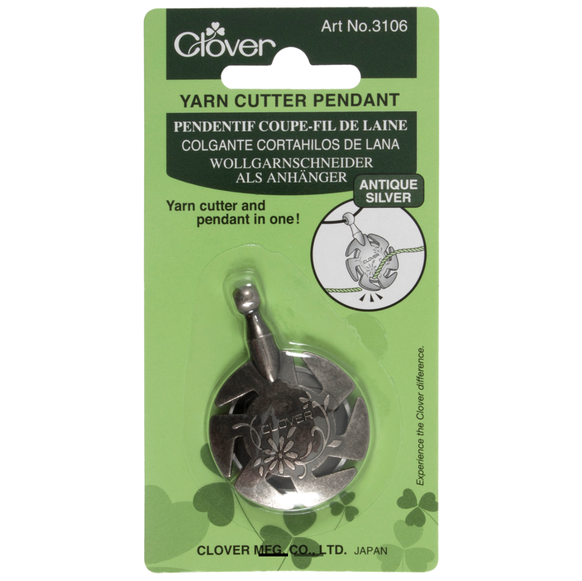 Clover Thread Cutter Pendant Antique Silver CL3106