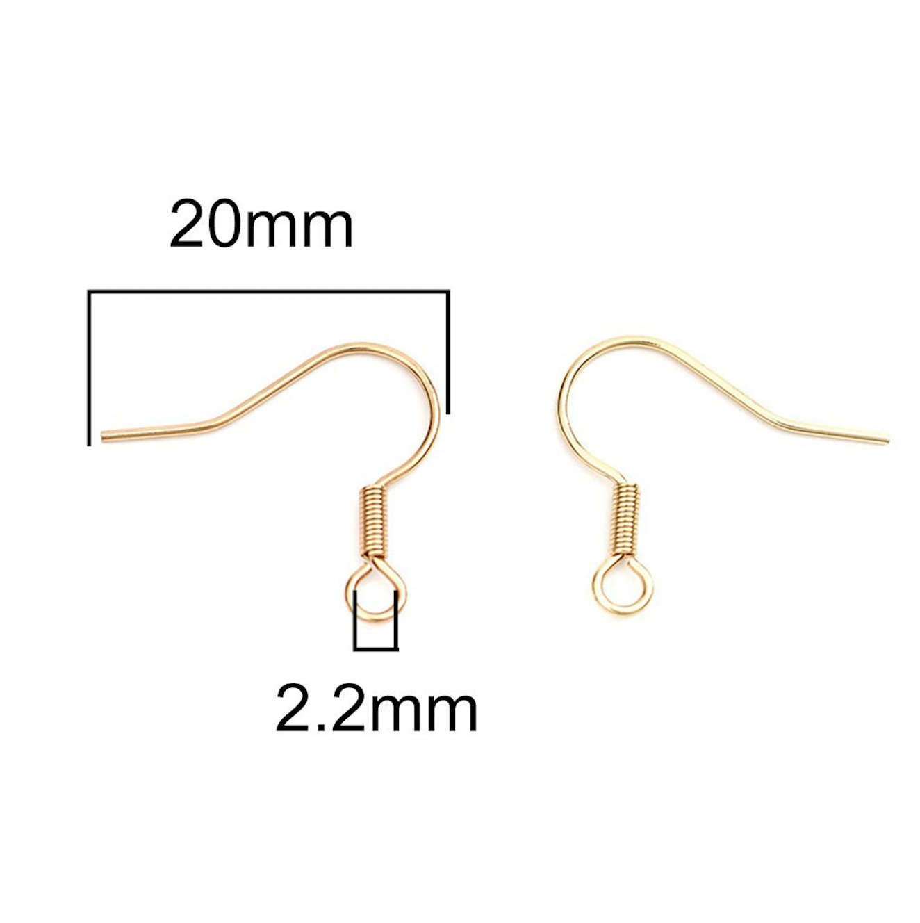 Gold Plated Stainless Steel Fishhook Ear wires Earrings Findings Pack of 20