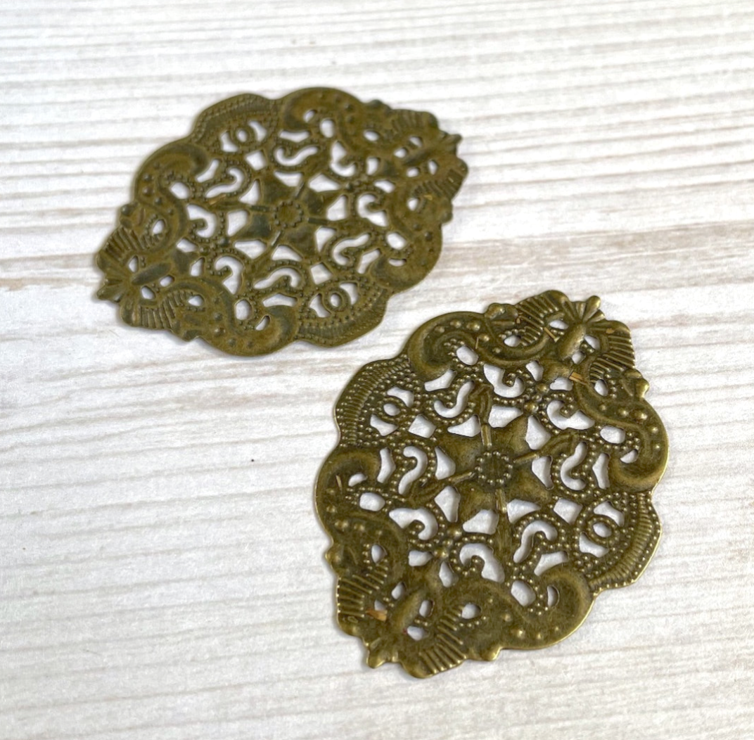 Oval Filigree Bronze Colour Scrapbooking Embellishment Pack of 10