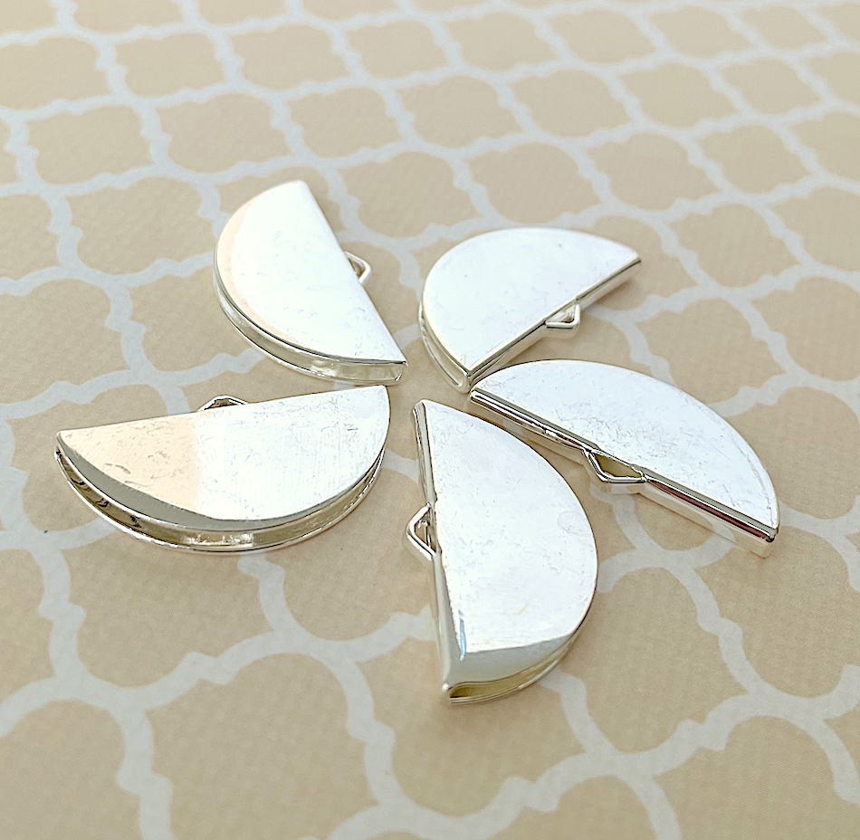 Half Round Ribbon Crimps Silver Colour Pack of 10