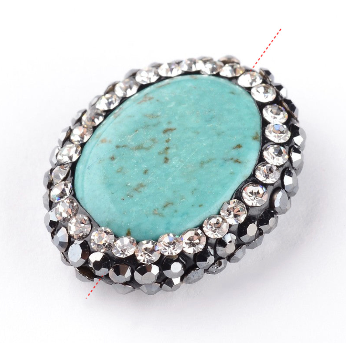 Oval Howlite Beads with Rhinestones - Pack of 4