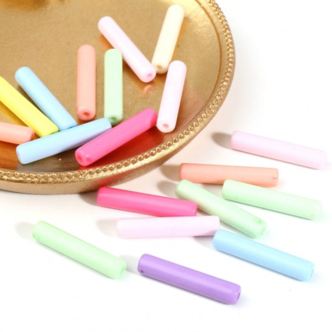 Acrylic Cylinder Beads 25 mm Mix Colour - Pack of 50