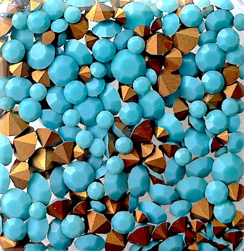 Turquoise Preciosa Chaton Rhinestones - 5 Grams of Mix Sizes