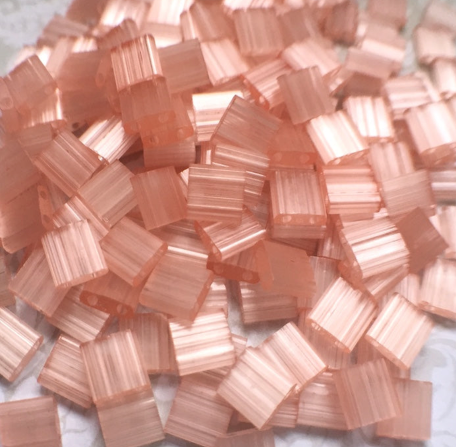 Silk Pale Coral Miyuki Tila Beads 8 grams