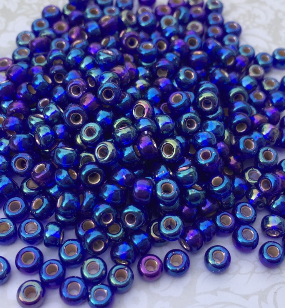 Silver Lined Cobalt AB 6-1020 Miyuki 6/0 Round Japanese Seed Beads - 20 grams