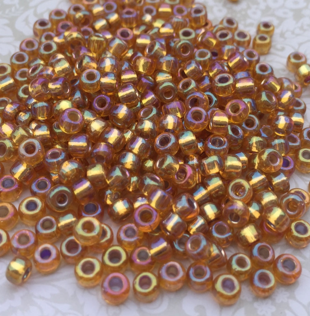 Silver Lined Dark Gold AB 6-1004 Miyuki 6/0 Round Japanese Seed Beads - 20 grams