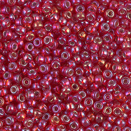 Silver Lined Flame Red AB 8-1010 Miyuki 8/0 Round Japanese Seed Beads 20 grams