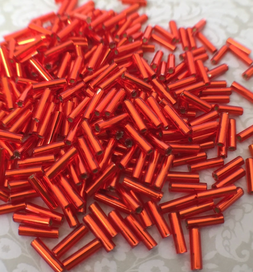 Silver Lined Red 6mm Miyuki Bugle Beads BGL2-9043 - 10 grams