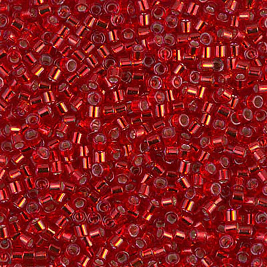 Silver Lined Red Dyed DBM0602 Miyuki Delica 10/0 Japanese Cylinder Beads 10 grams